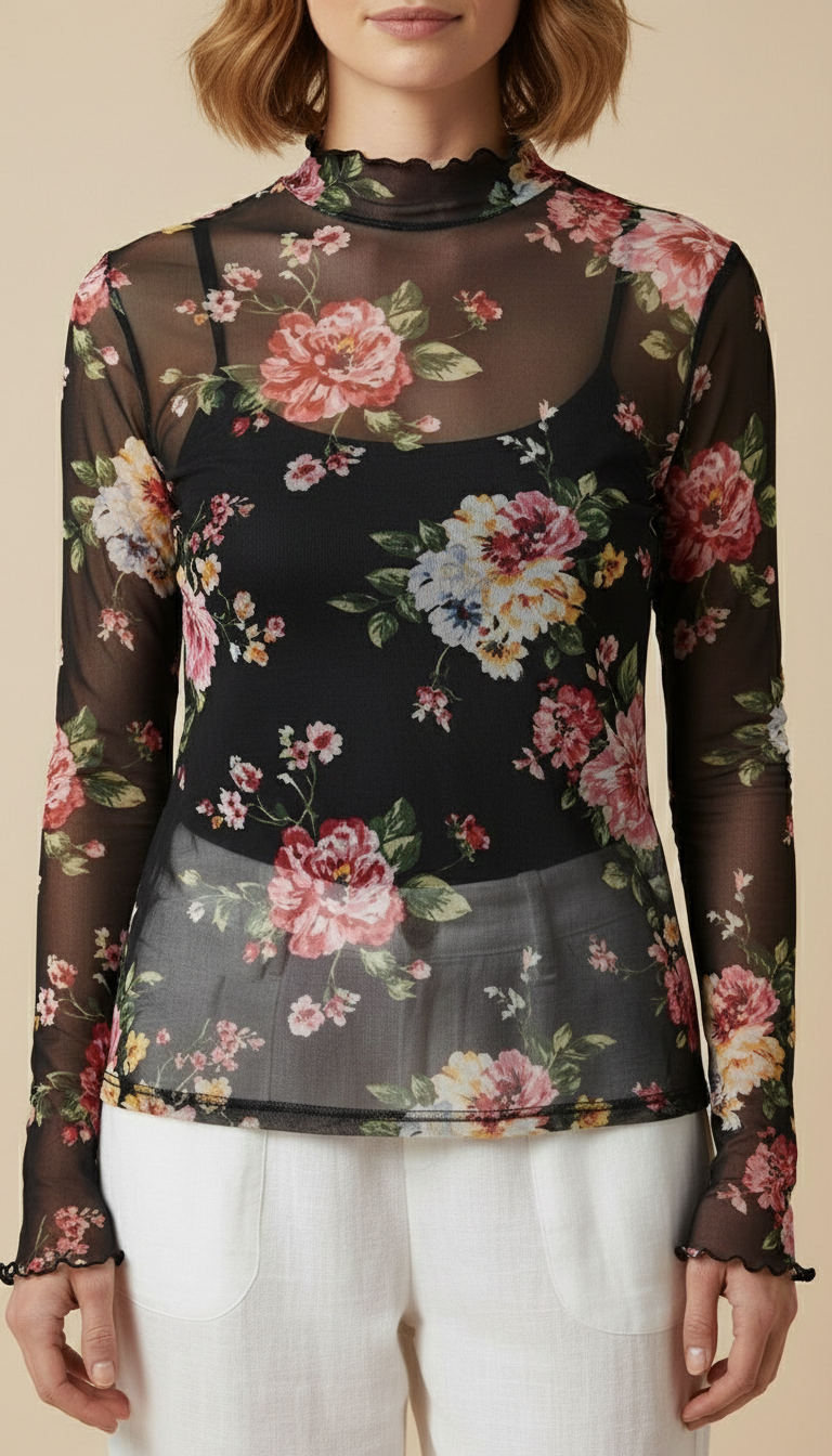 Ravena™ Printed Mesh Long-Sleeve Top
