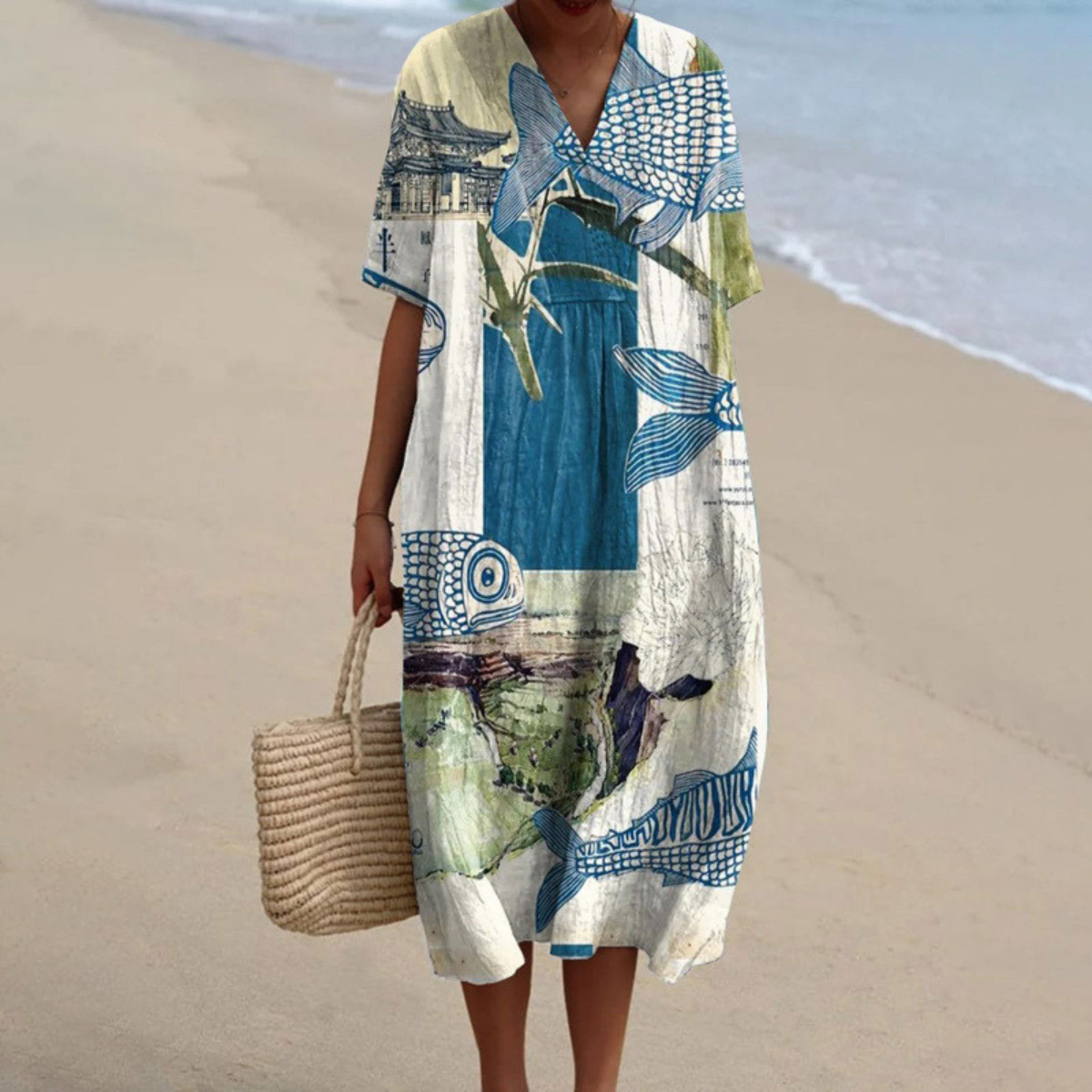 Kalinda™ | Fish-Print Summer Dress