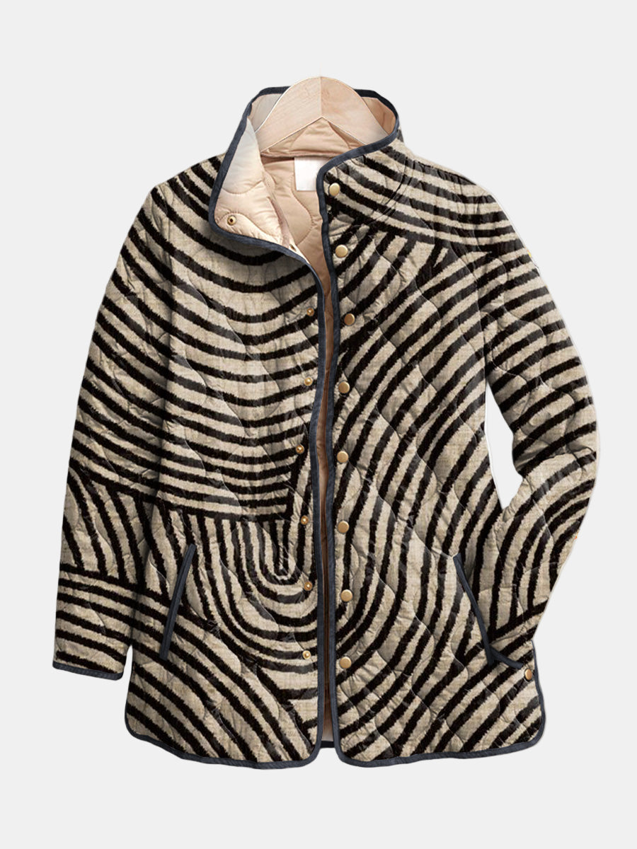 Inaya | Gewatteerde jas met retro print