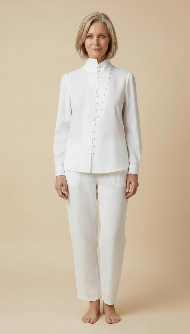 Cerelle™ - Elegant Button-front Top With Long Sleeves