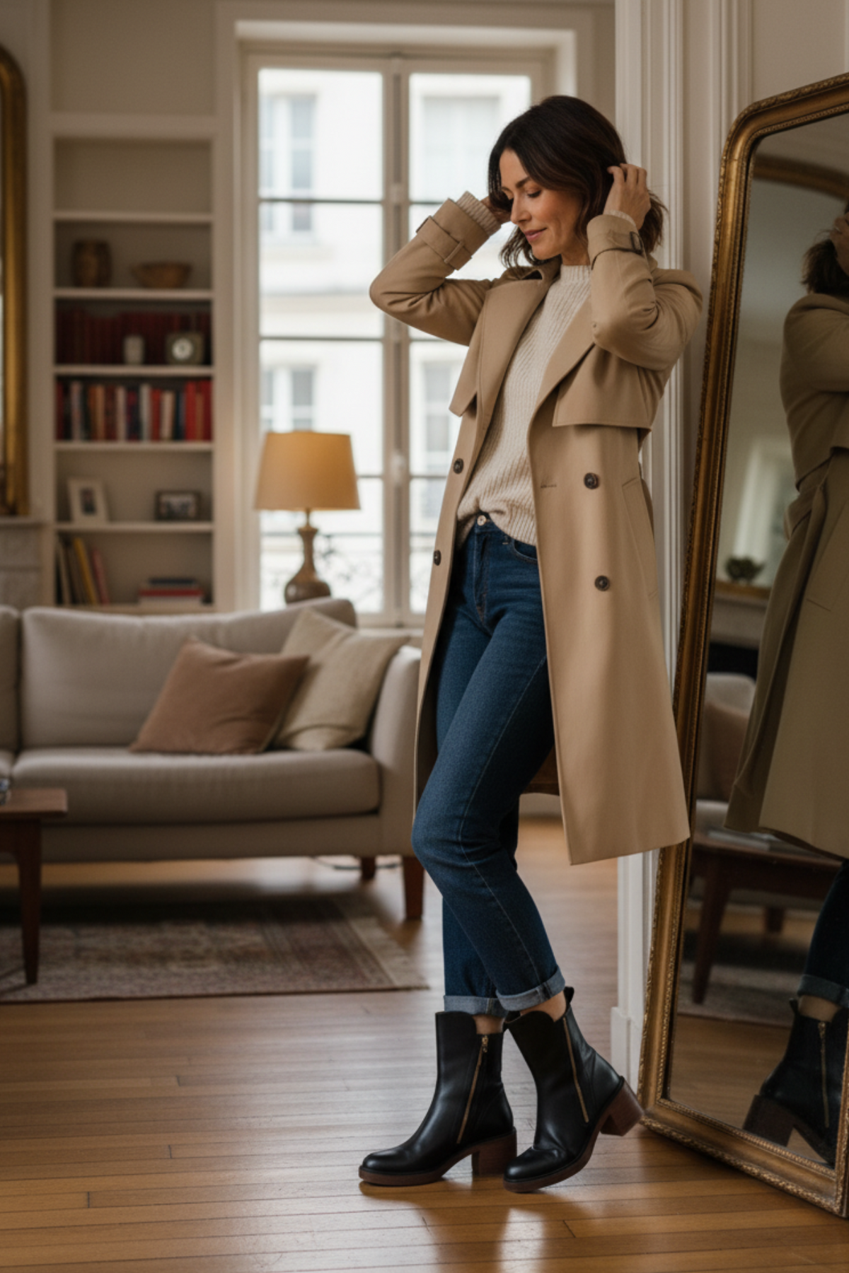 Léonie | Leren enkellaarsjes met comfortabele hak