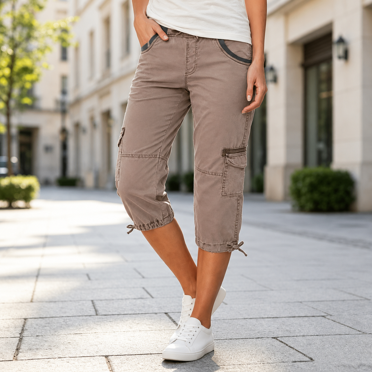 Els™ | Cargo Capri Broek Met Hoge Taille