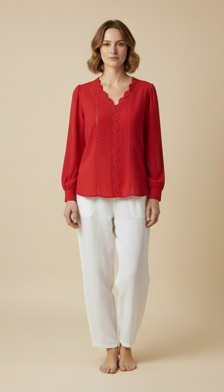 Soraya™ – Long-sleeve V-neck Blouse