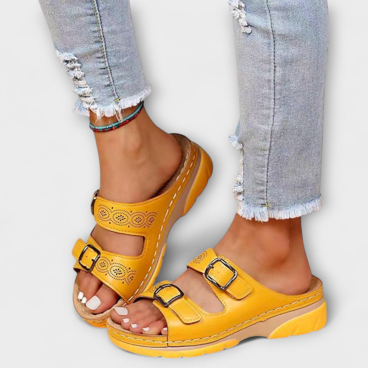 Gertrud™ - Leather Mules with Buckles