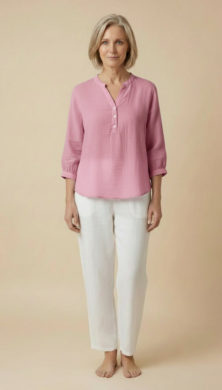 Grace™ - Relaxed Button Blouse  with Pleats