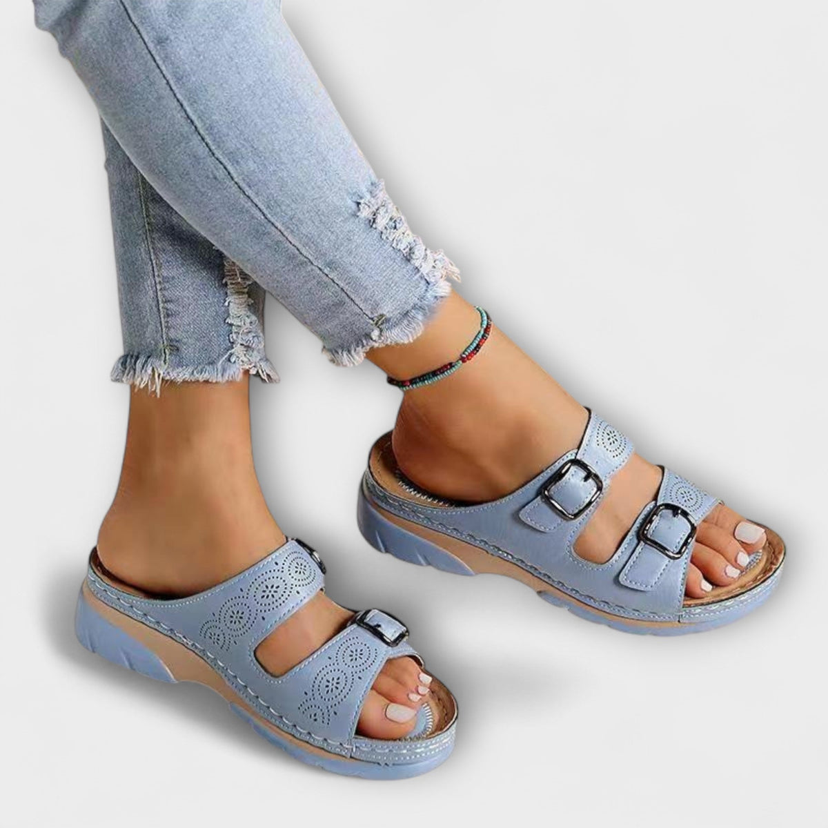 Gertrud™ - Leather Mules with Buckles