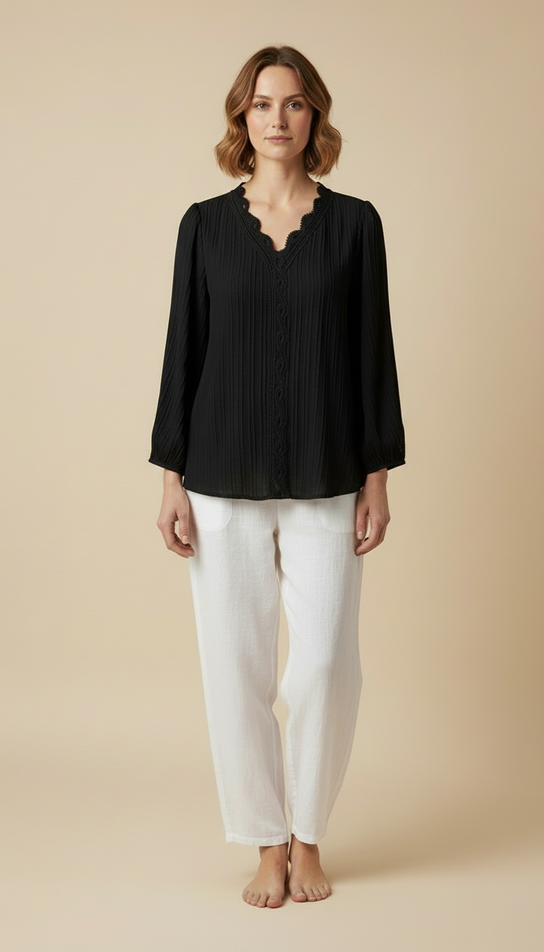 Soraya™ – Long-sleeve V-neck Blouse