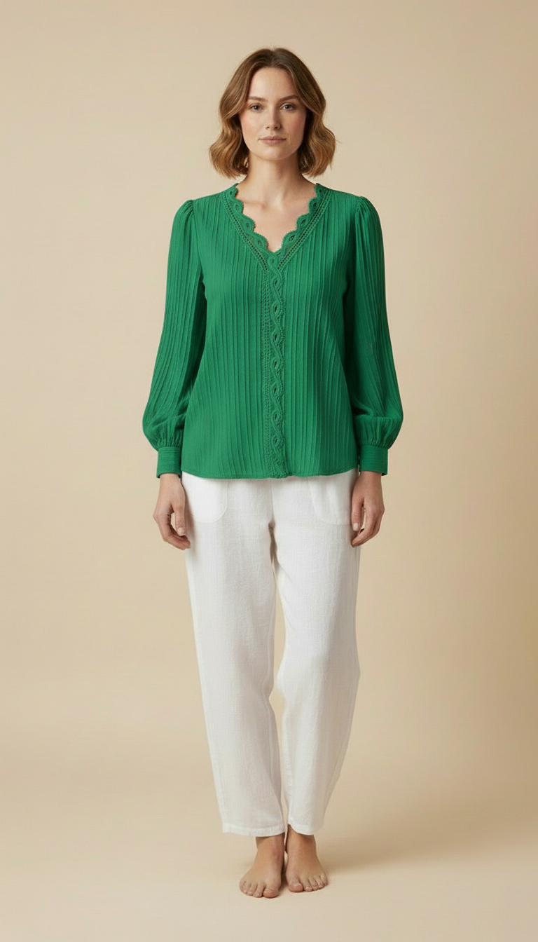 Soraya™ – Long-sleeve V-neck Blouse