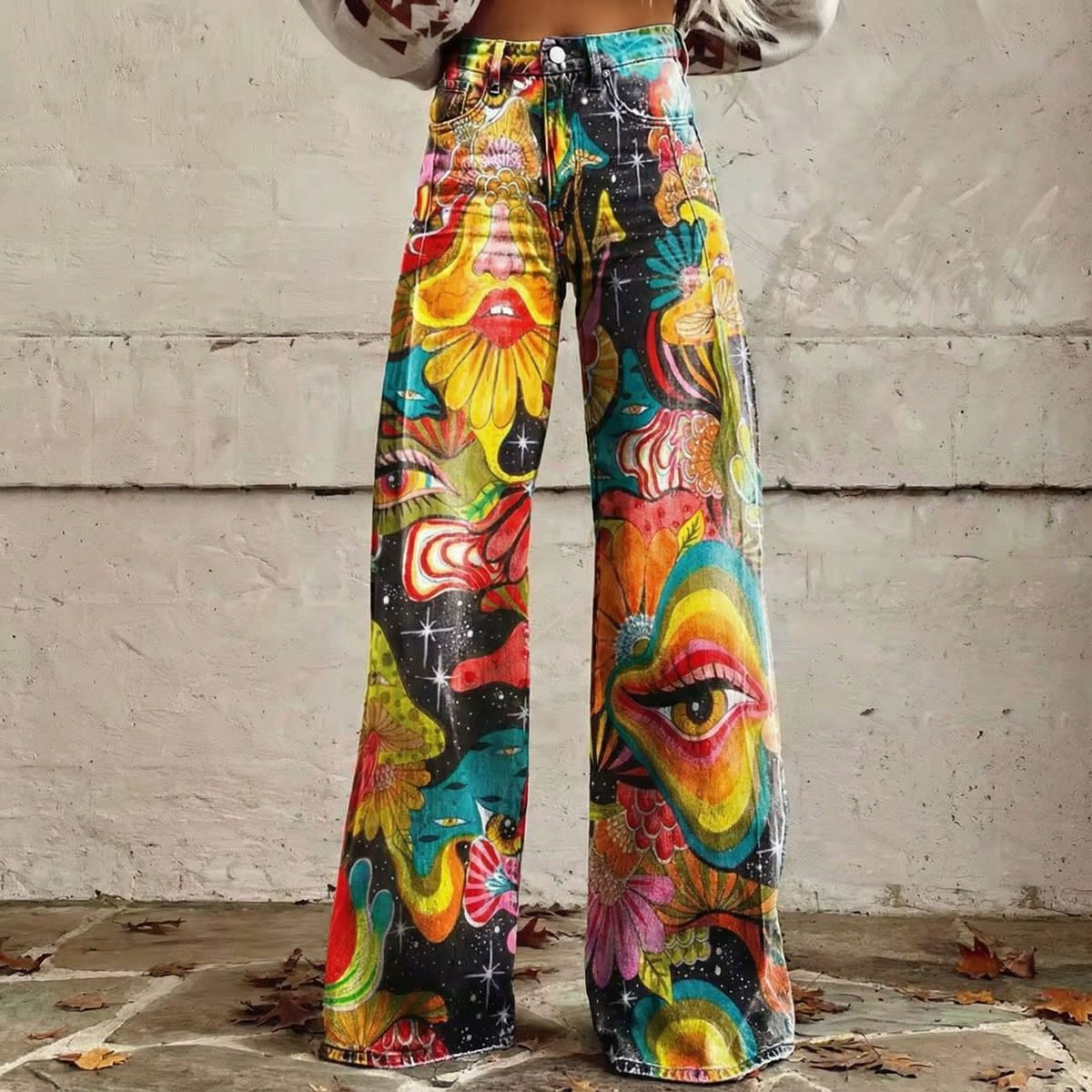 Gaia™ - Boho Earth-Tone Wide-Leg Pants