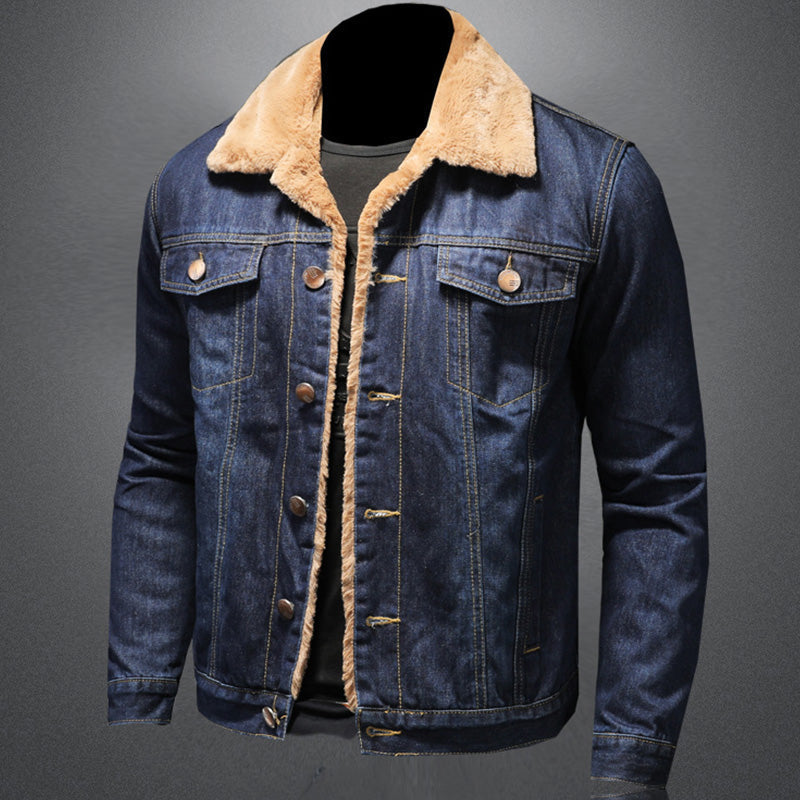 Daniel | Warme denim jas met teddykraag