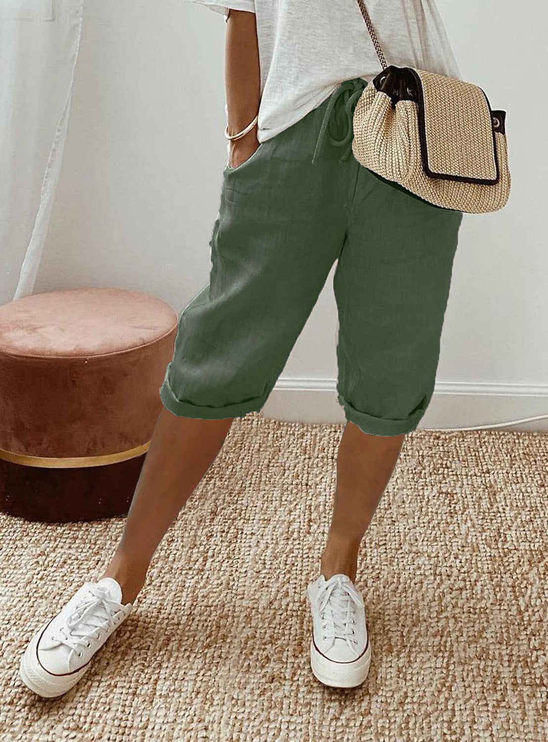 Holly | Cotton Linen Capri Pants