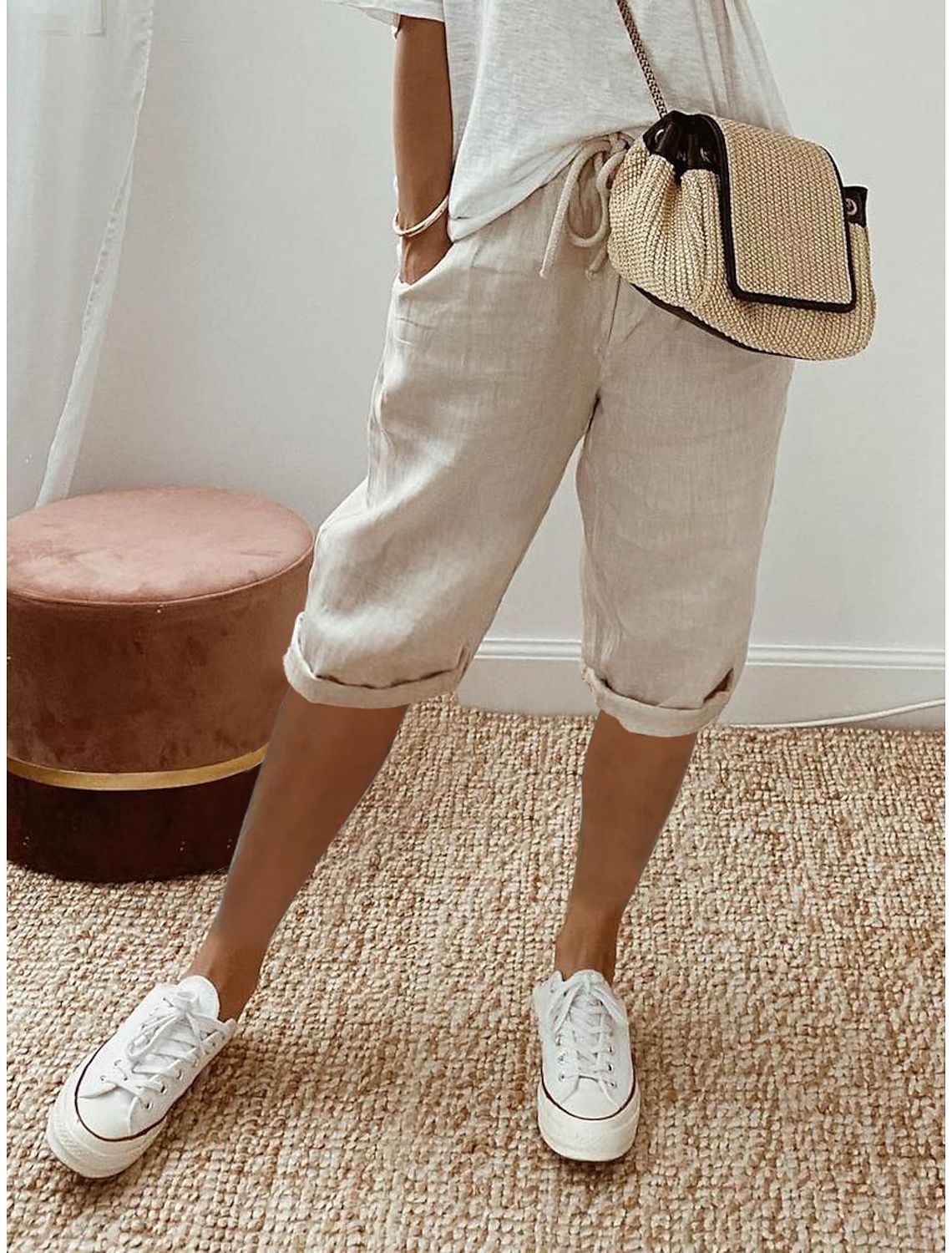 Holly | Cotton Linen Capri Pants