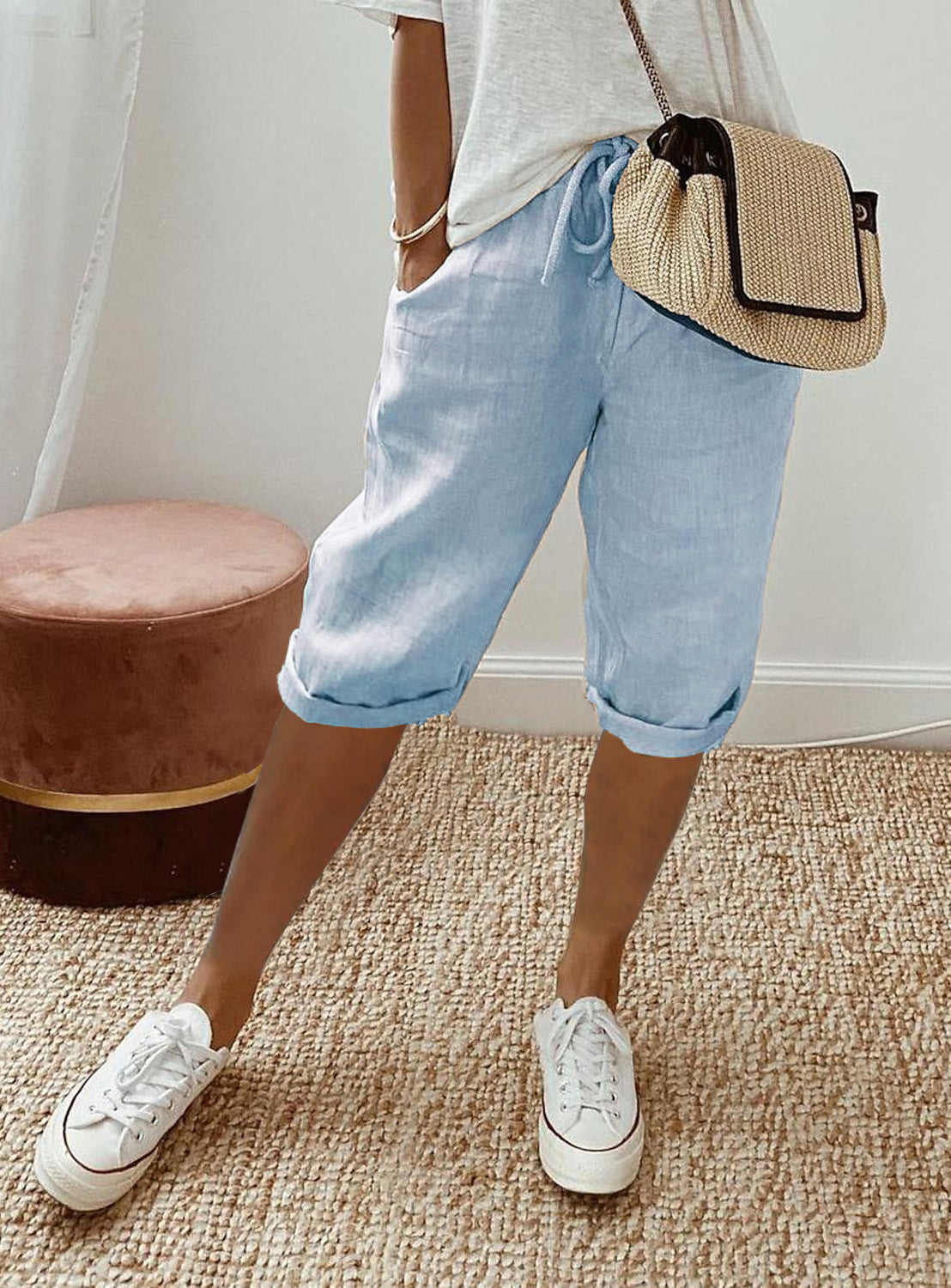 Holly | Cotton Linen Capri Pants