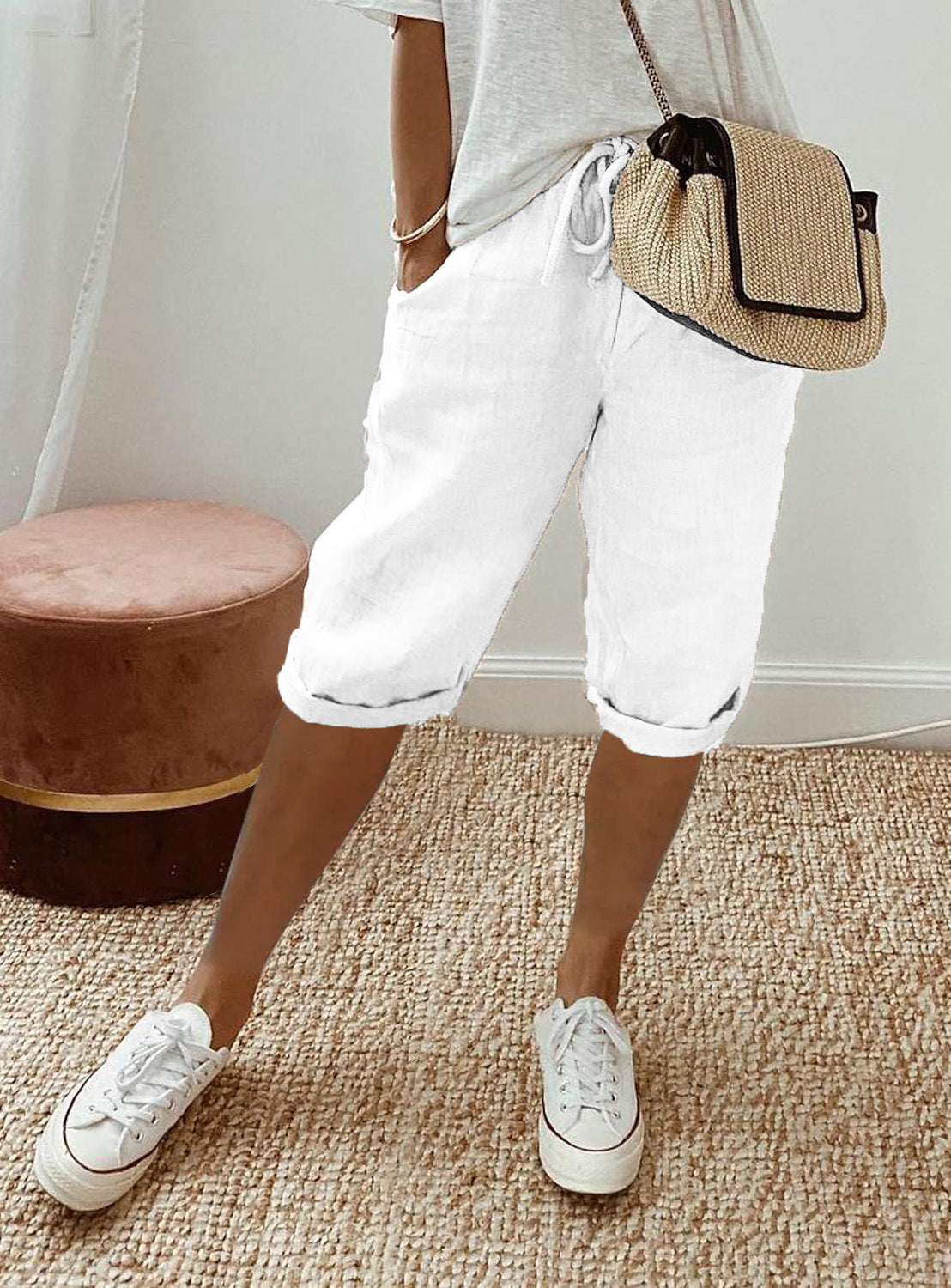 Holly | Cotton Linen Capri Pants