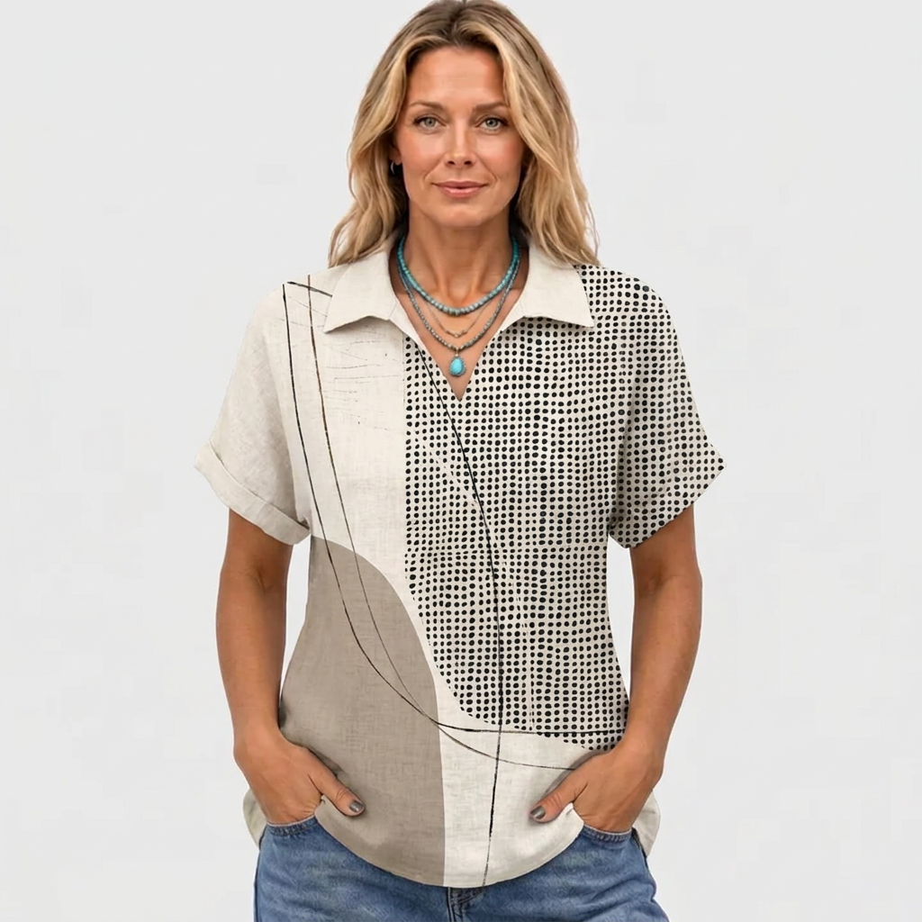 Willa printed collared shirt, Abstract print