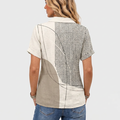 Lana abstract print collared shirt, back view