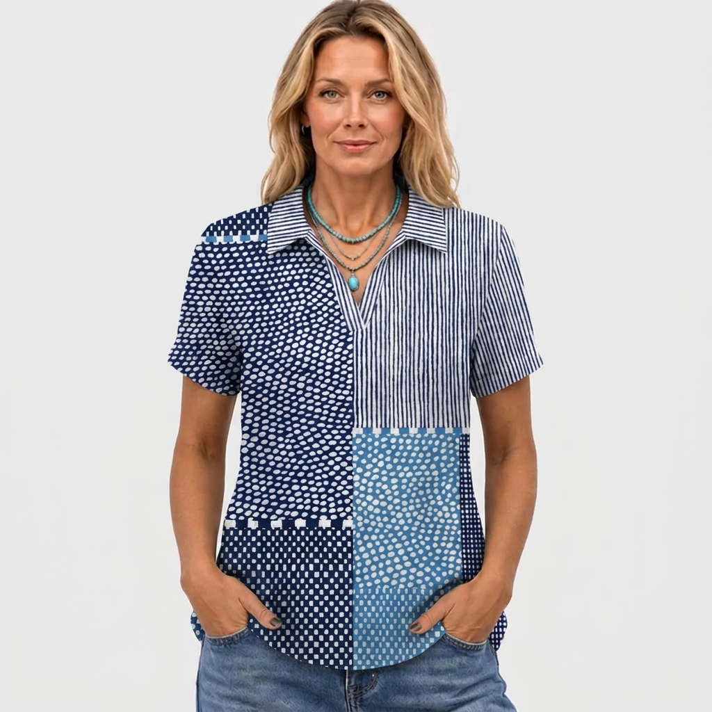 Willa printed collared shirt, Patchwork print