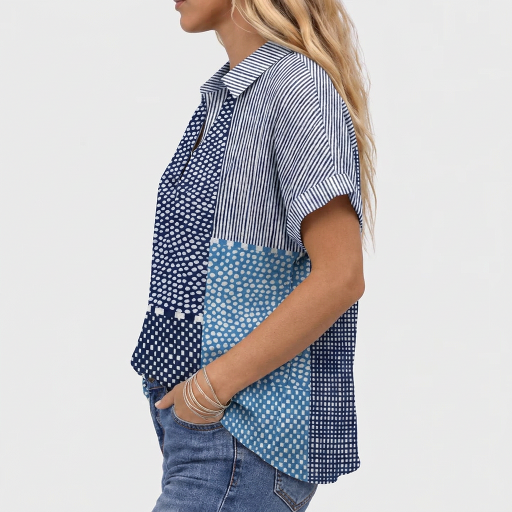 Willa printed collared shirt, Patchwork print