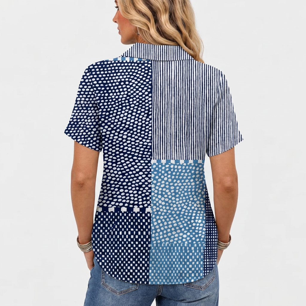 Willa printed collared shirt, Patchwork print