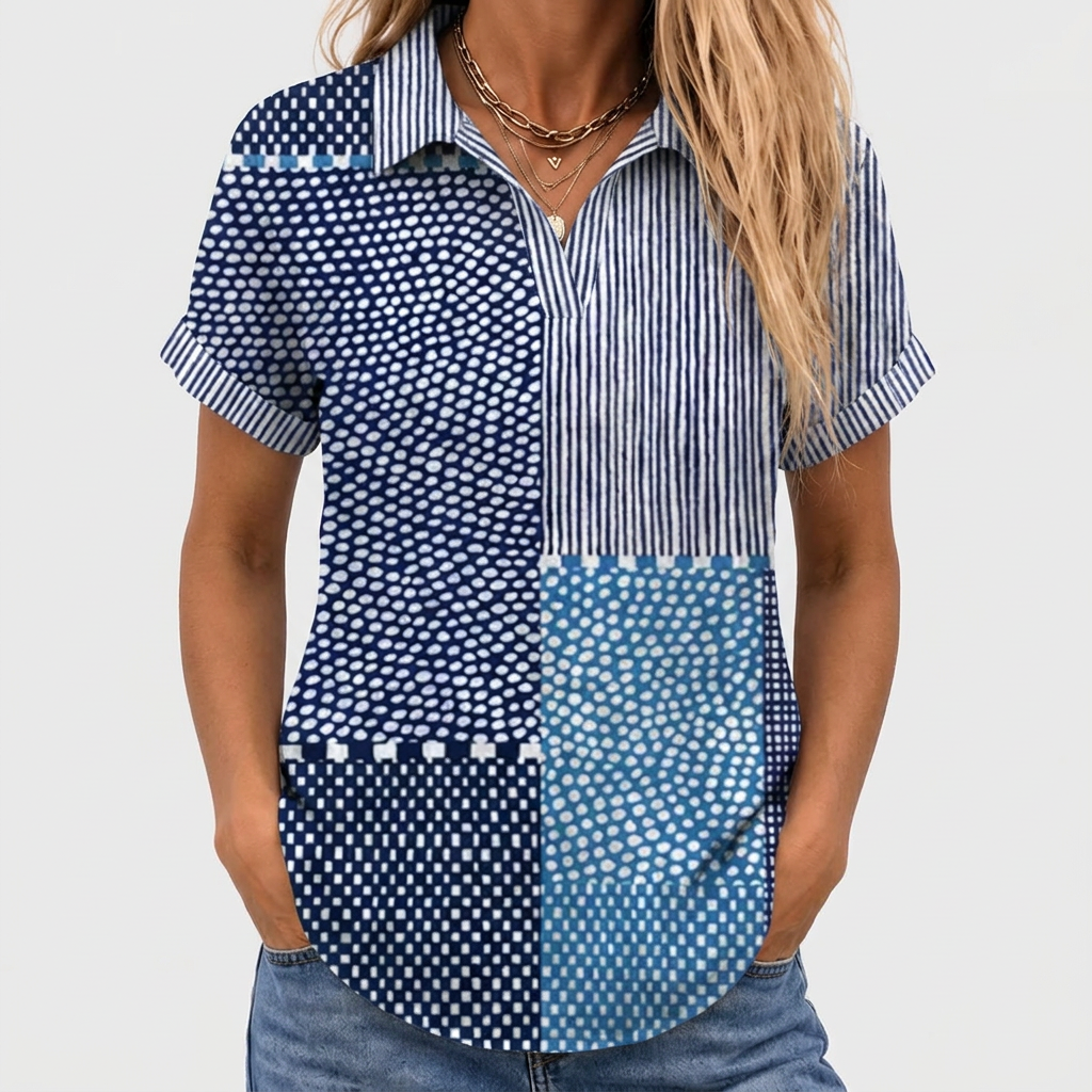 Willa printed collared shirt, Patchwork print