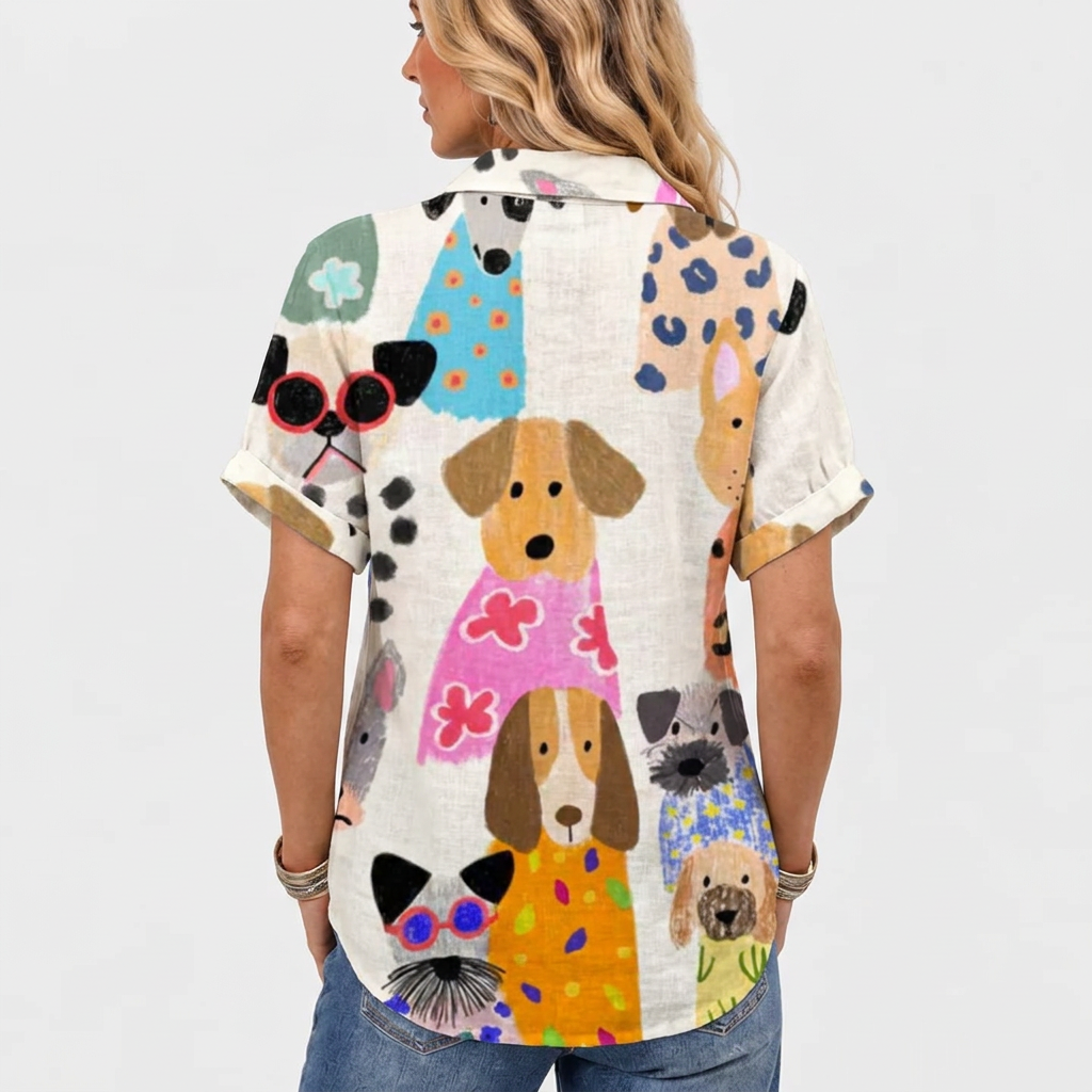 Willa printed collared shirt, Dogs print
