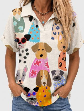 Willa printed collared shirt, Dogs print
