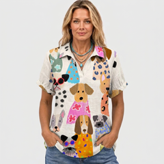 Willa printed collared shirt, Dogs print