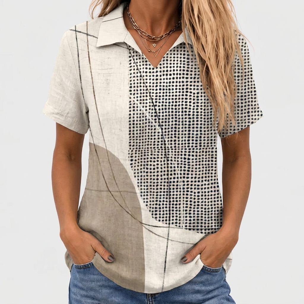 Lana abstract print collared shirt