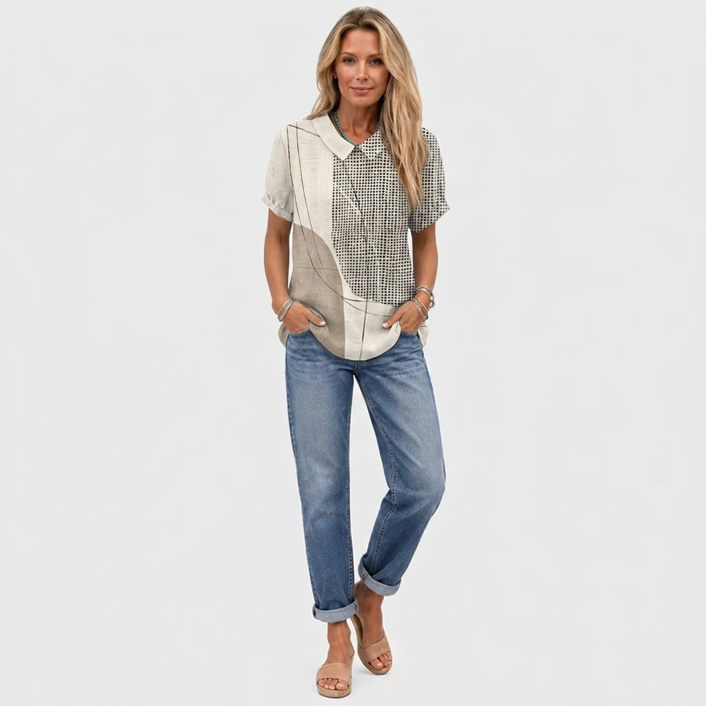 Willa printed collared shirt, Abstract print