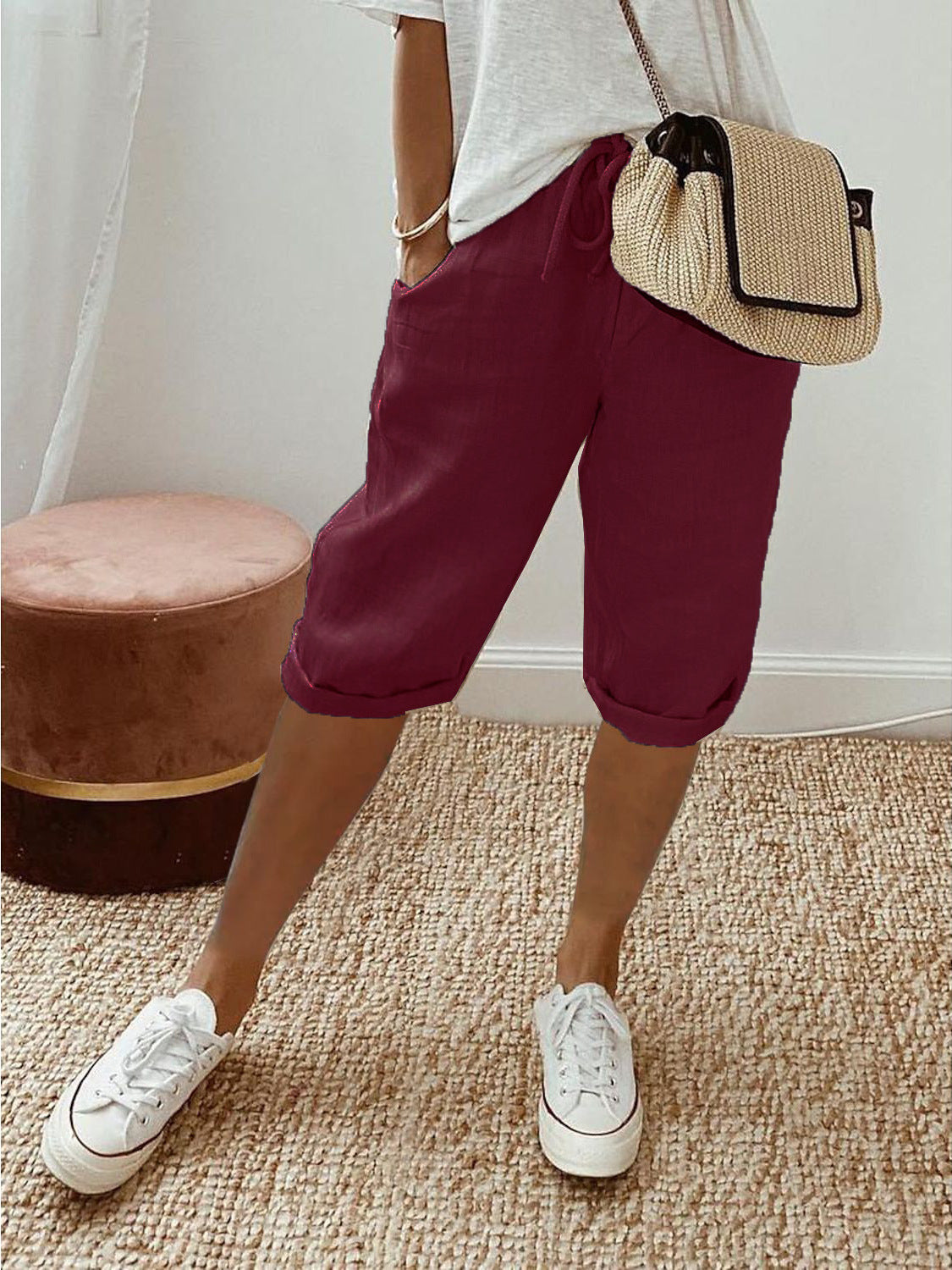 Holly | Cotton Linen Capri Pants
