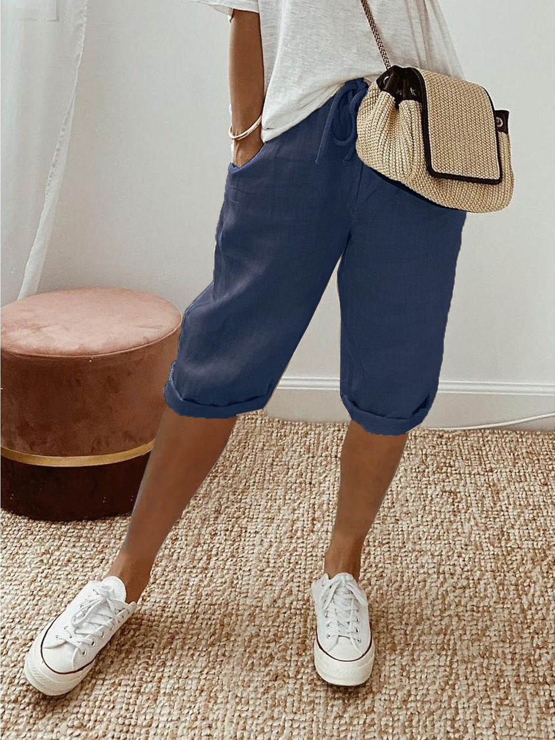 Holly | Cotton Linen Capri Pants