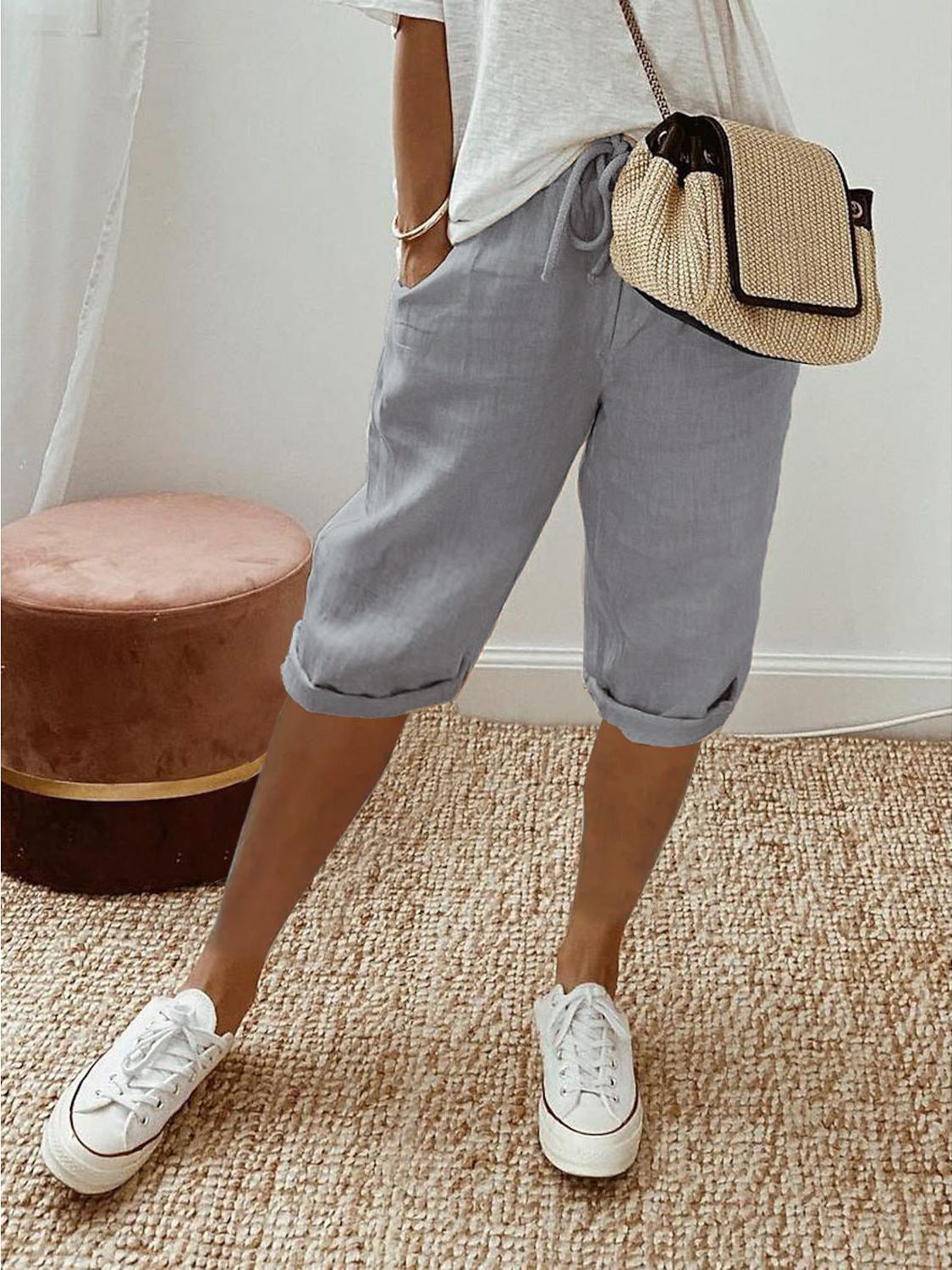 Holly | Cotton Linen Capri Pants