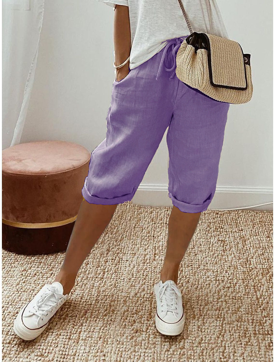 Holly | Cotton Linen Capri Pants