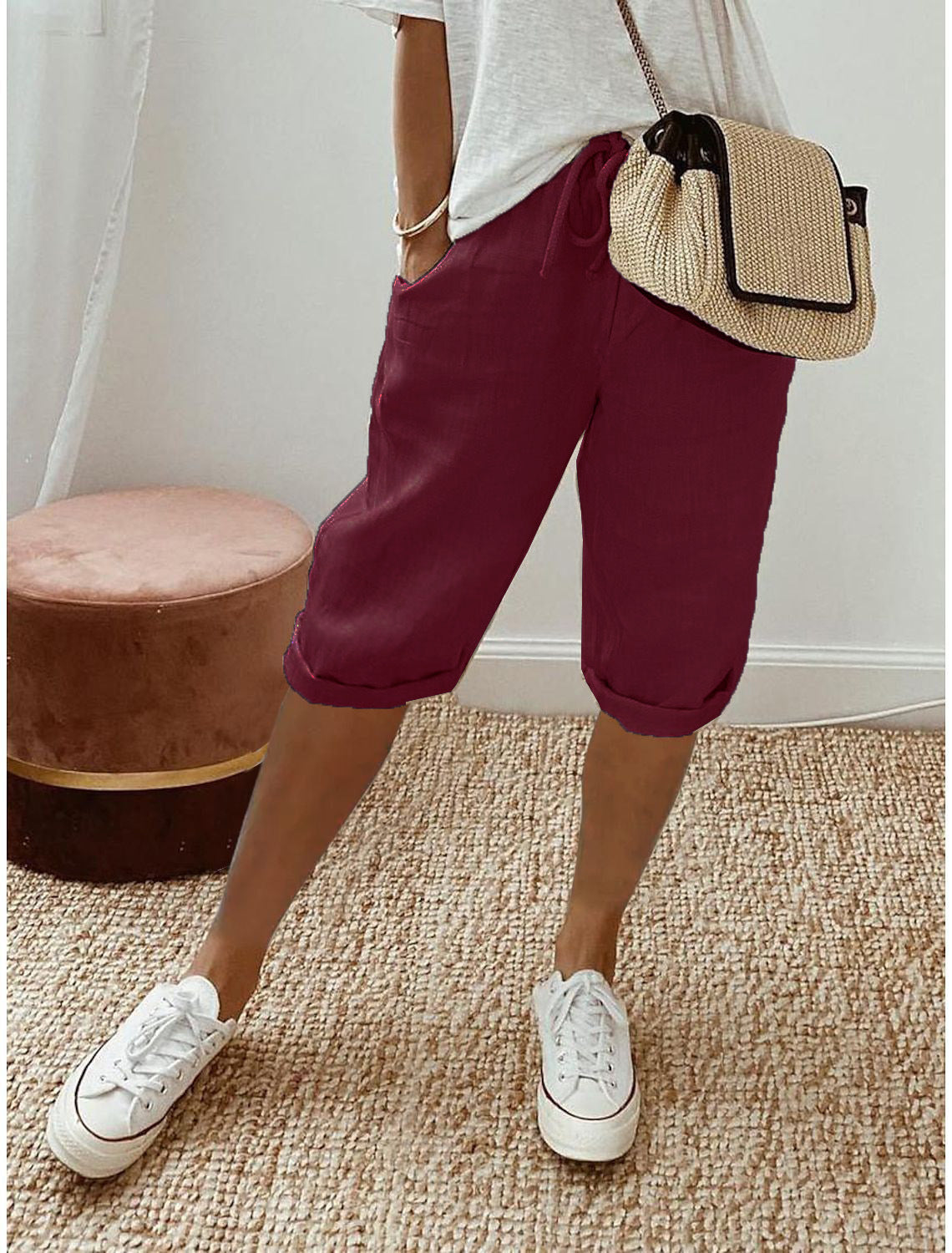 Holly | Cotton Linen Capri Pants