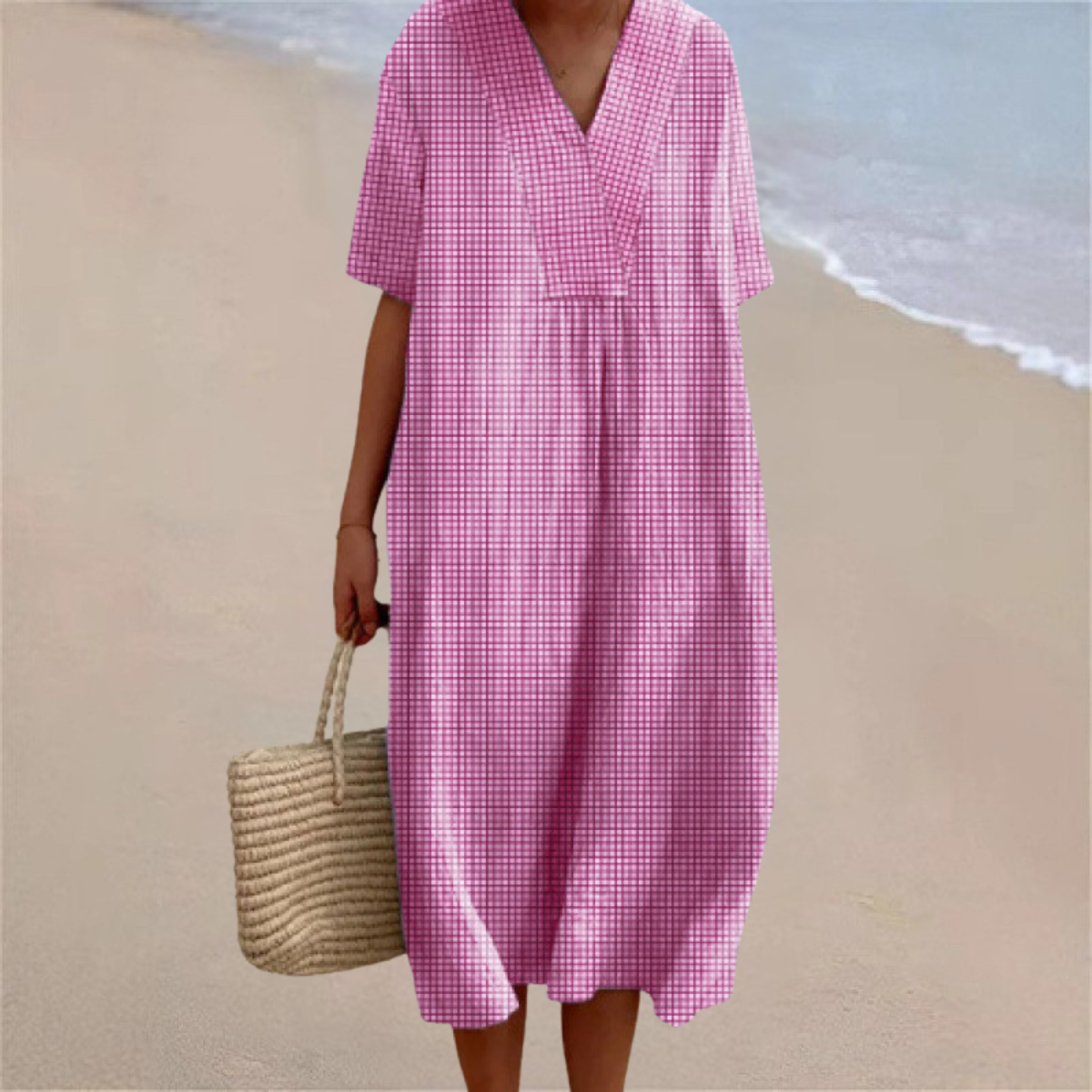 Harper™ | Pink Check Summer Dress