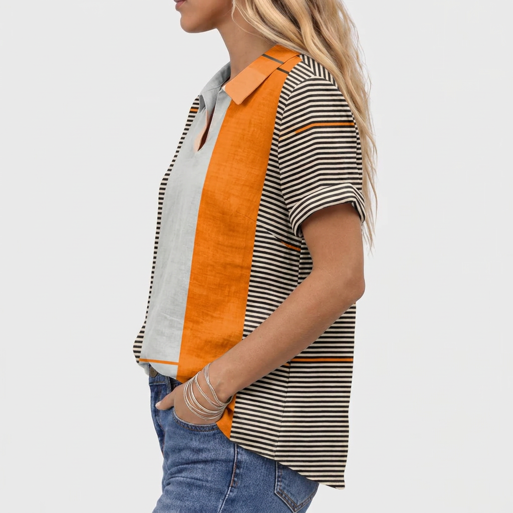 Willa printed collared shirt, Colour Block print