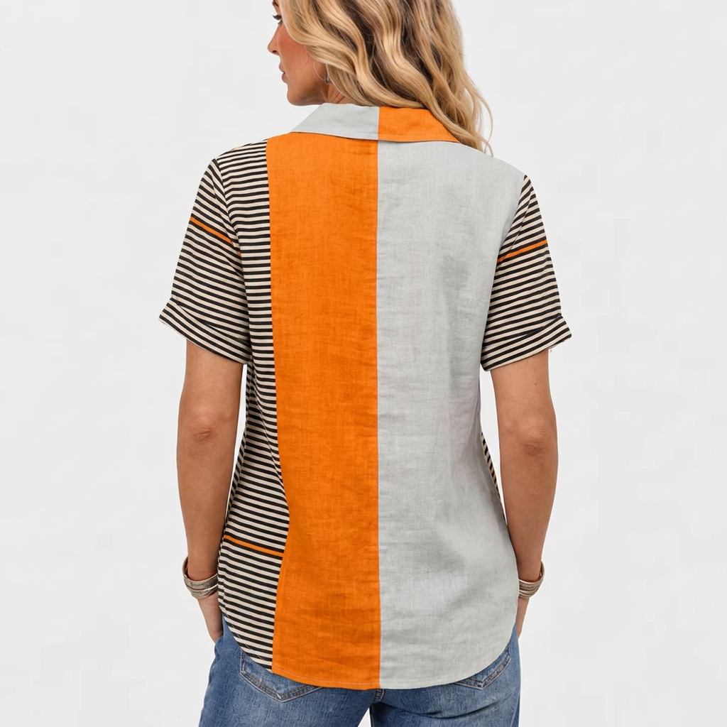 Willa printed collared shirt, Colour Block print