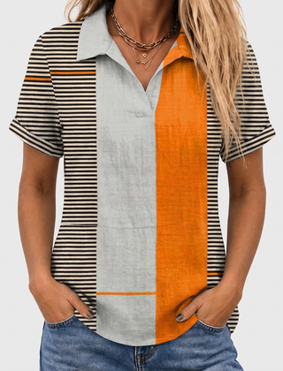 Willa printed collared shirt, Colour Block print