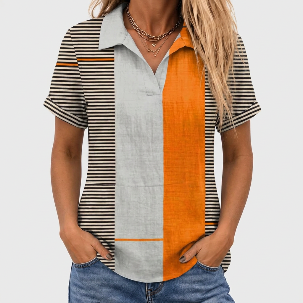 Willa printed collared shirt, Colour Block print