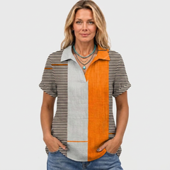 Willa printed collared shirt, Colour Block print
