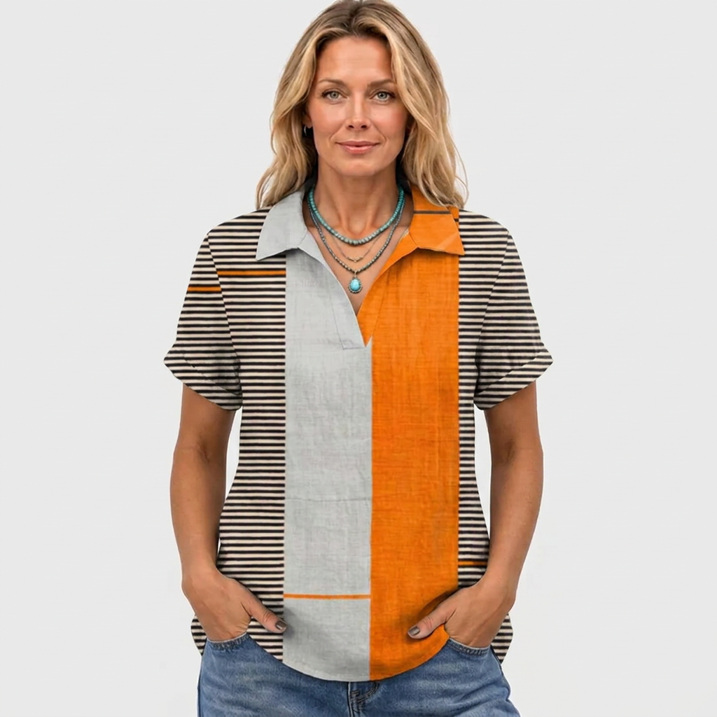 Willa printed collared shirt, Colour Block print