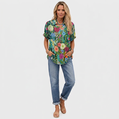 Willa printed collared shirt, Watercolour Floral print
