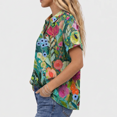 Willa printed collared shirt, Watercolour Floral print