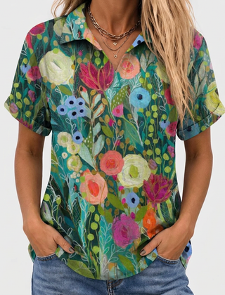 Willa printed collared shirt, Watercolour Floral print