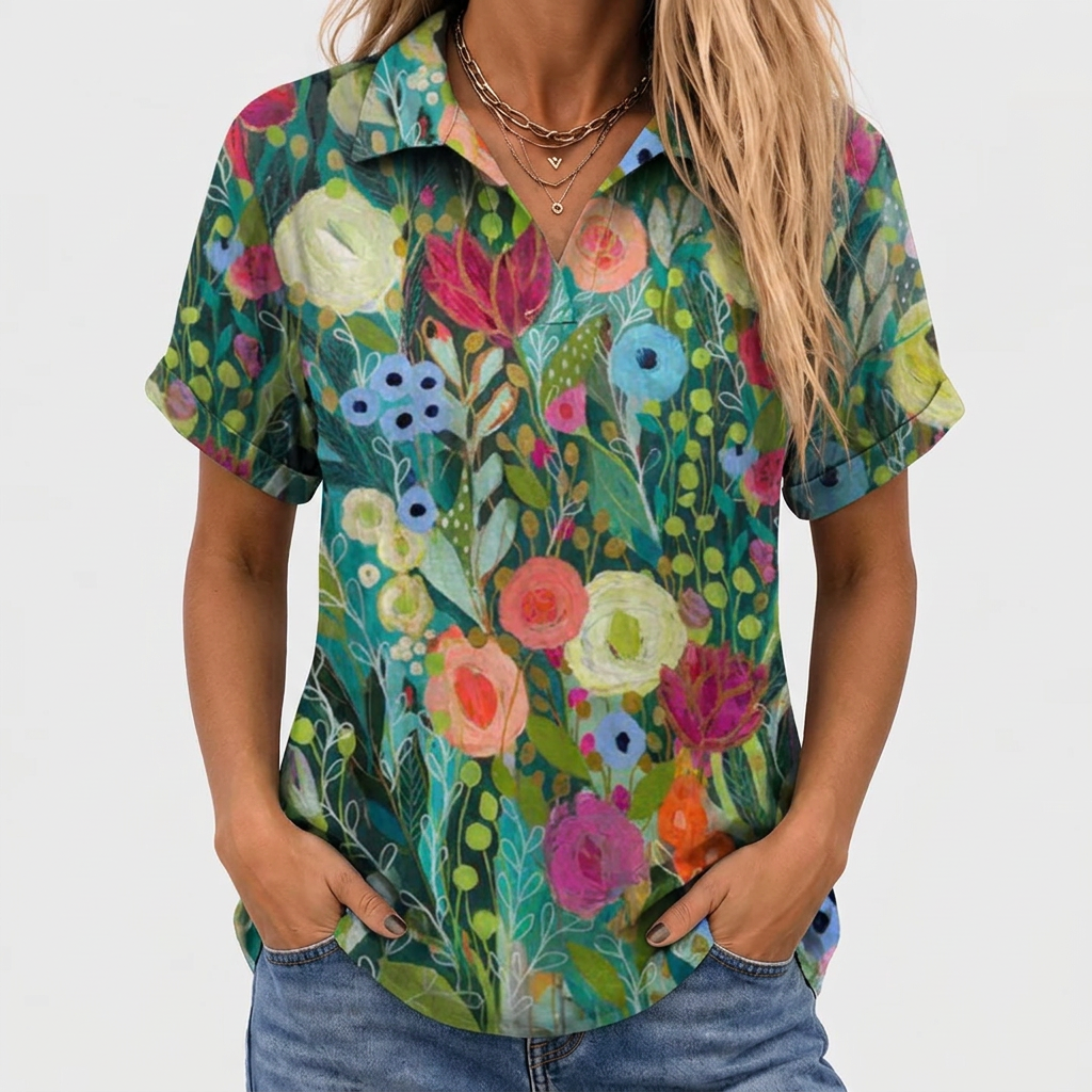 Willa printed collared shirt, Watercolour Floral print