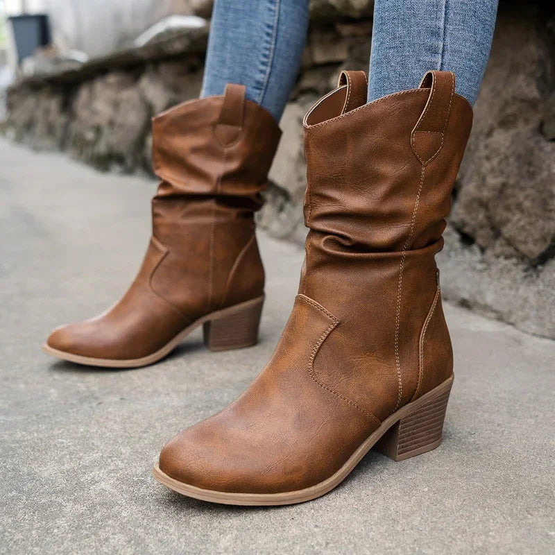 Lyona | Cowboylaarzen met blokhak