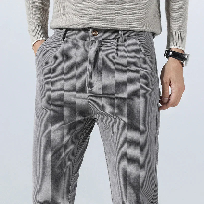 Gerard | Ribcord pantalon met bandplooi