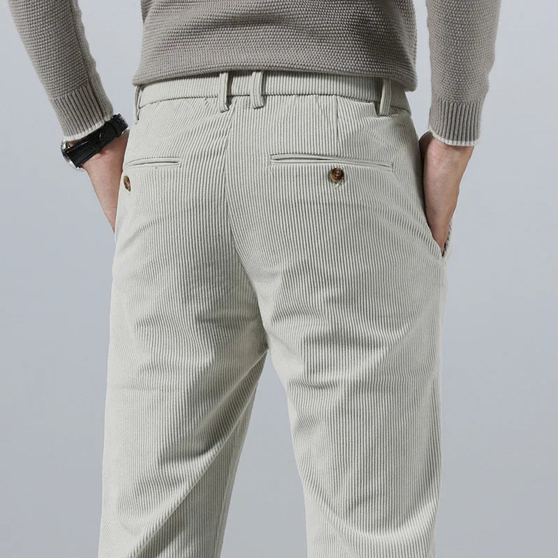 Gerard | Ribcord pantalon met bandplooi