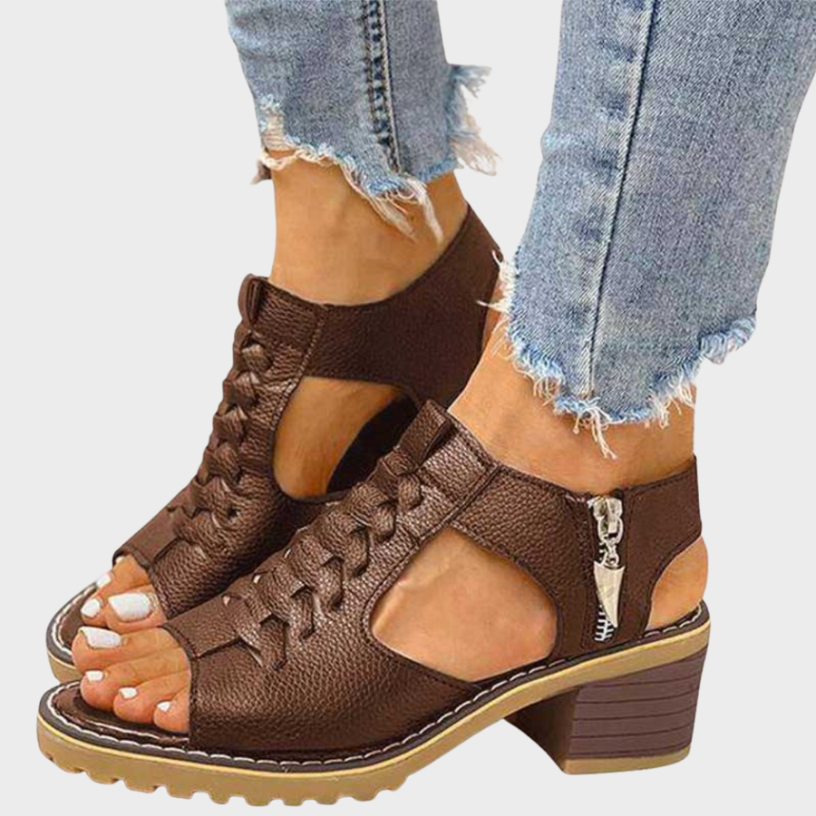 Cornelia – Elegant Peeptoe Sandals with Block Heel