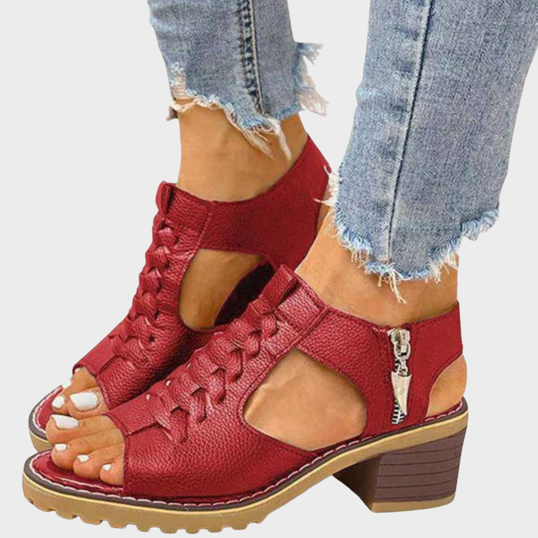 Cornelia – Elegant Peeptoe Sandals with Block Heel